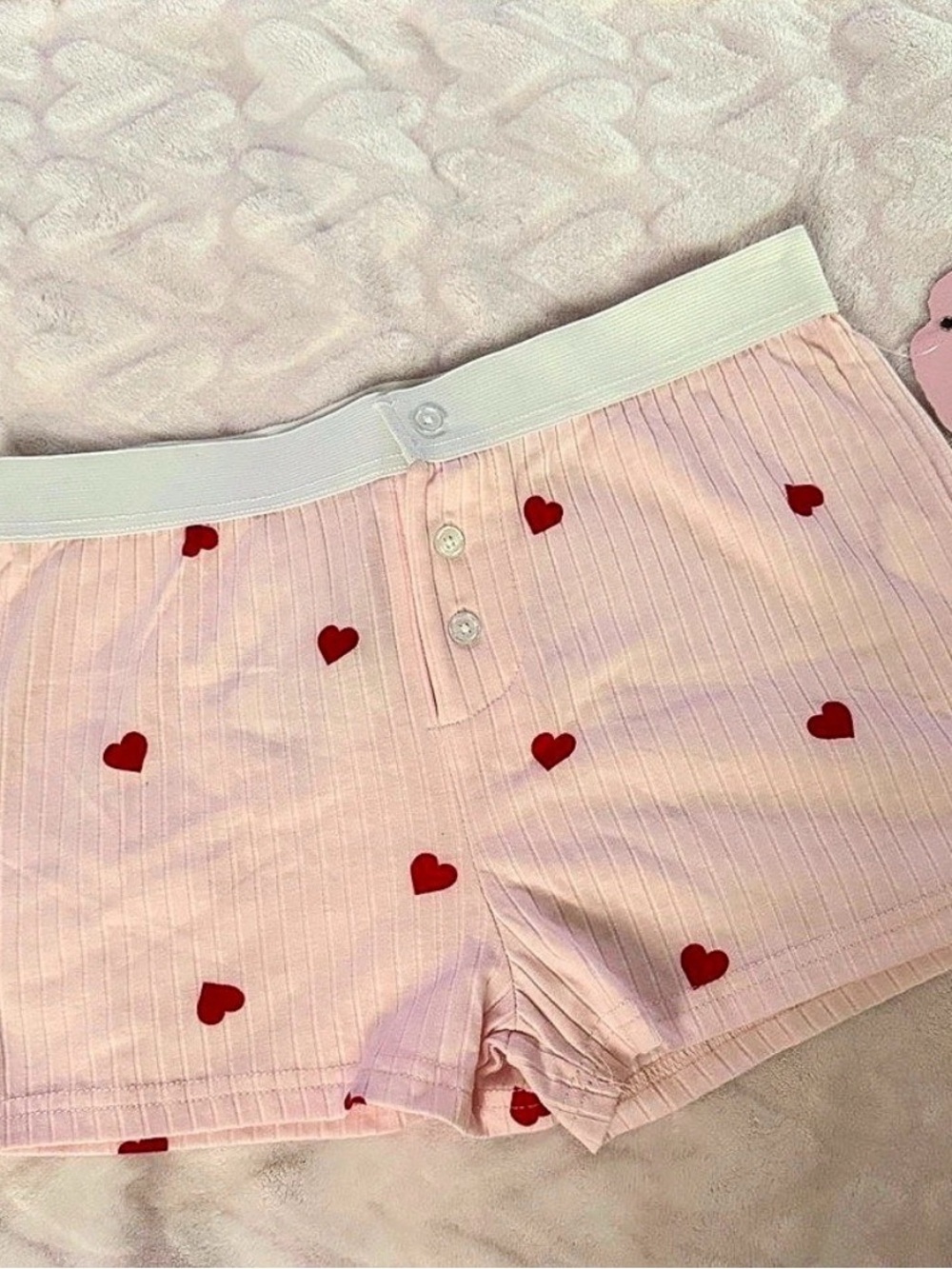 BLINK Women's Heart Print High Waist Shorts Pink & Red Medium NWT